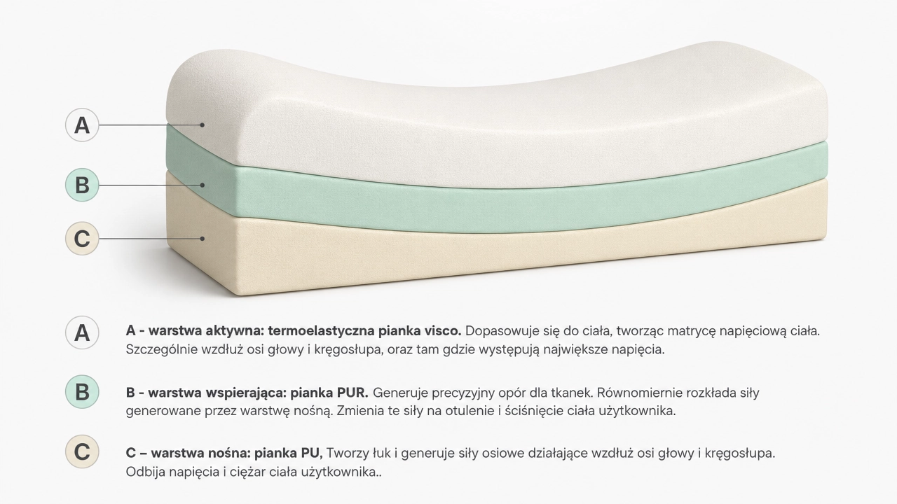 Przekrój systemu Stopit — warstwowa konstrukcja pianek o zmiennym zagęszczeniu